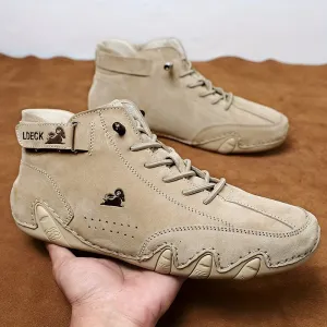 Vintage Lace Up Waterproof Boots Stylish Nonslip Womens Footwear