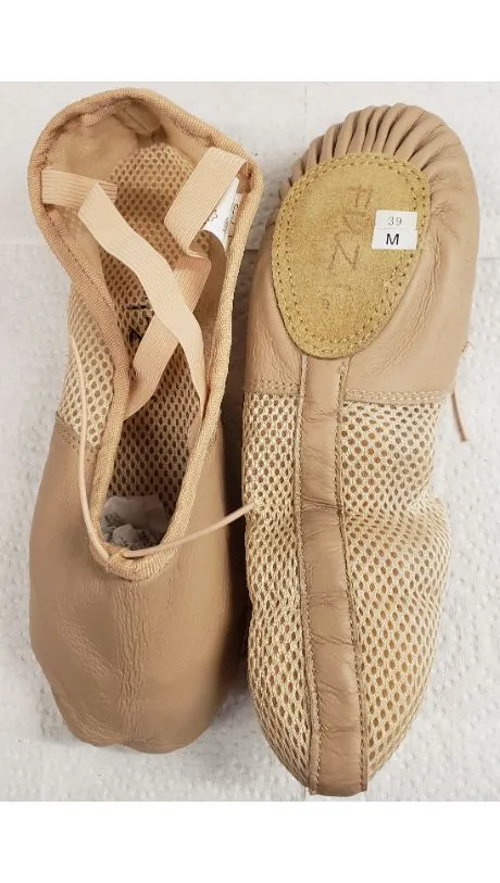 Wheeler -- Leather/Mesh Split Sole Ballet -- Flesh