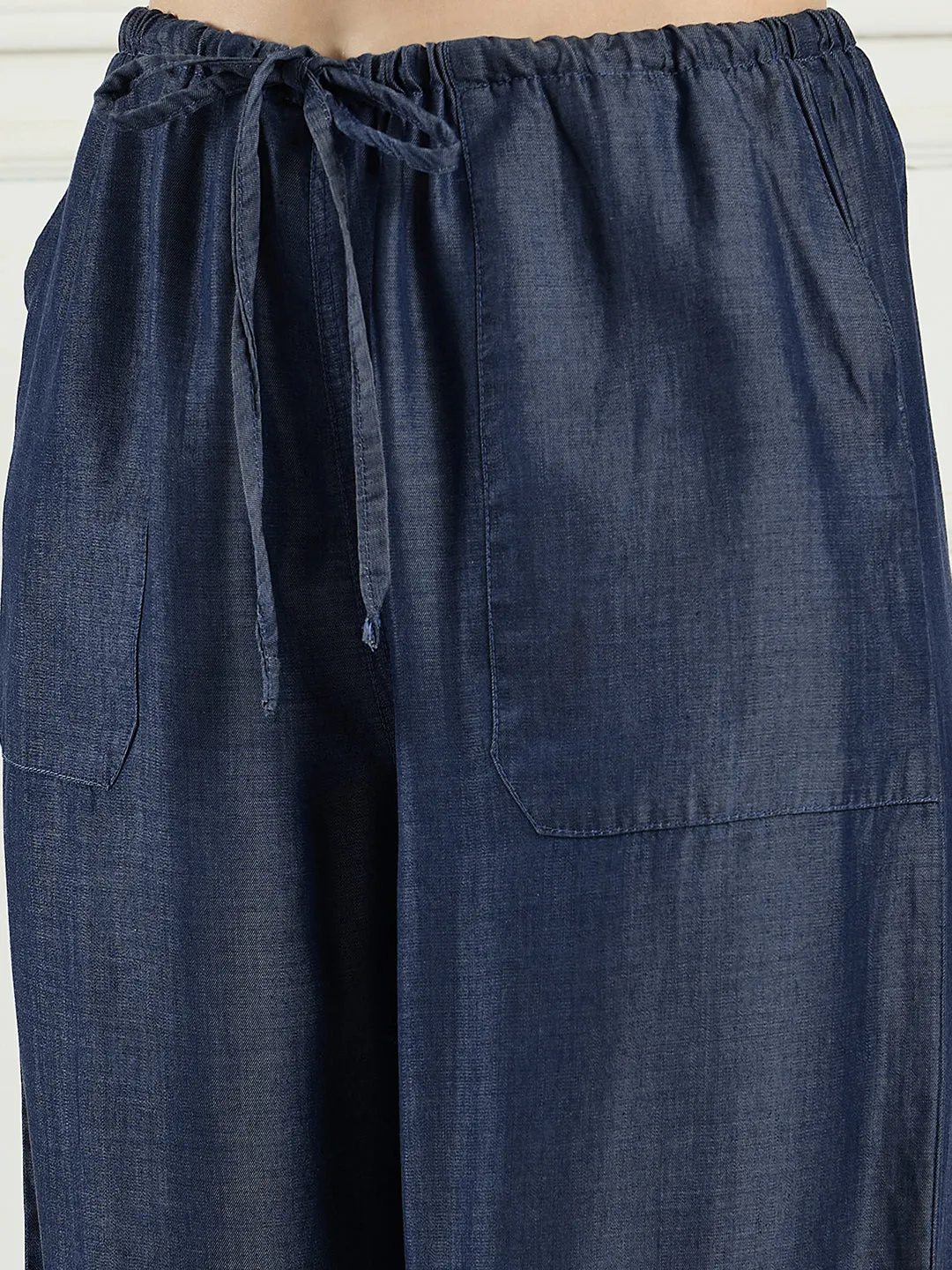 Women elasticated tercel pants with pockets