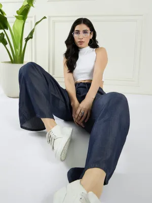 Women elasticated tercel pants with pockets