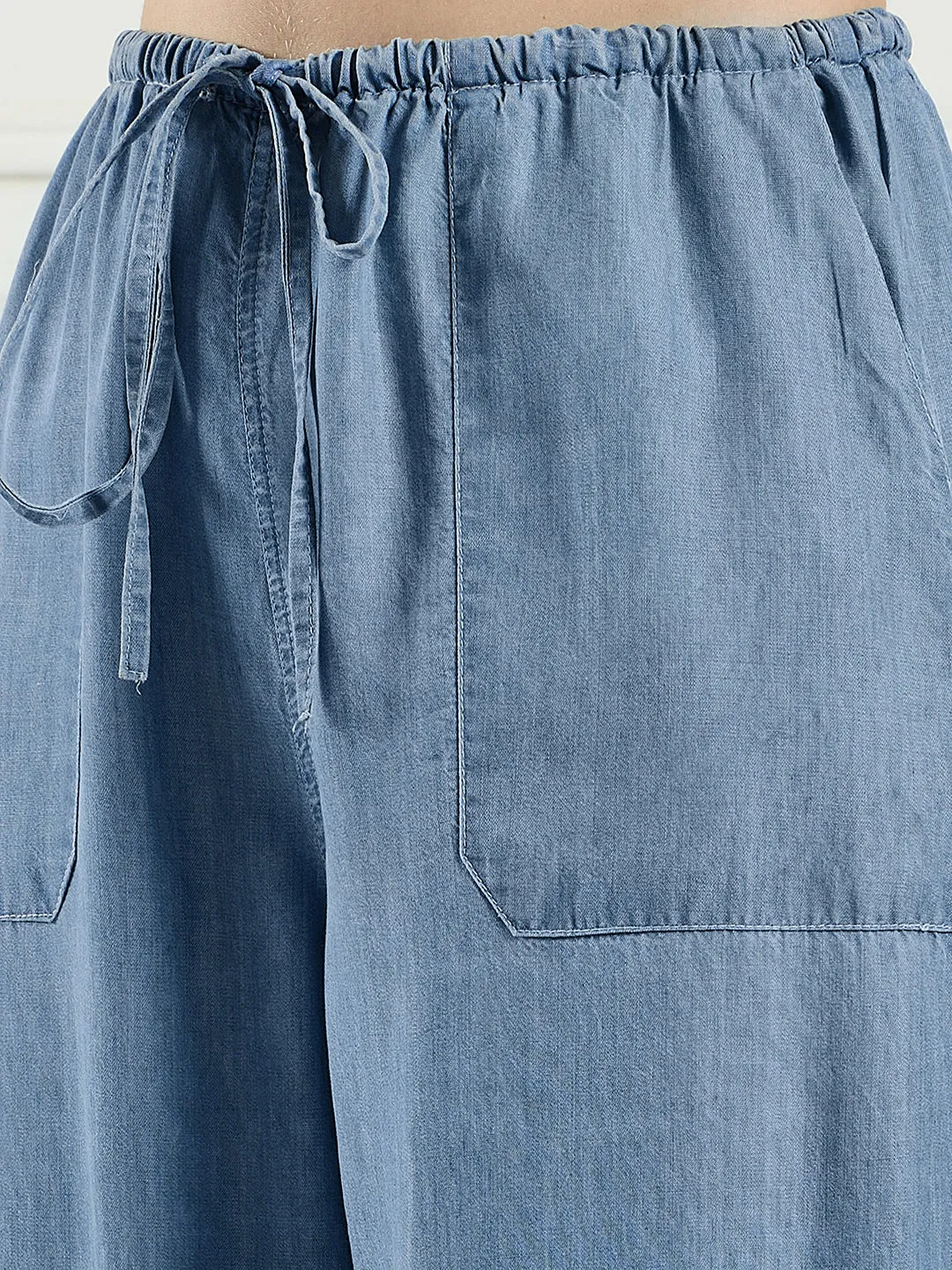 Women elasticated tercel pants with pockets