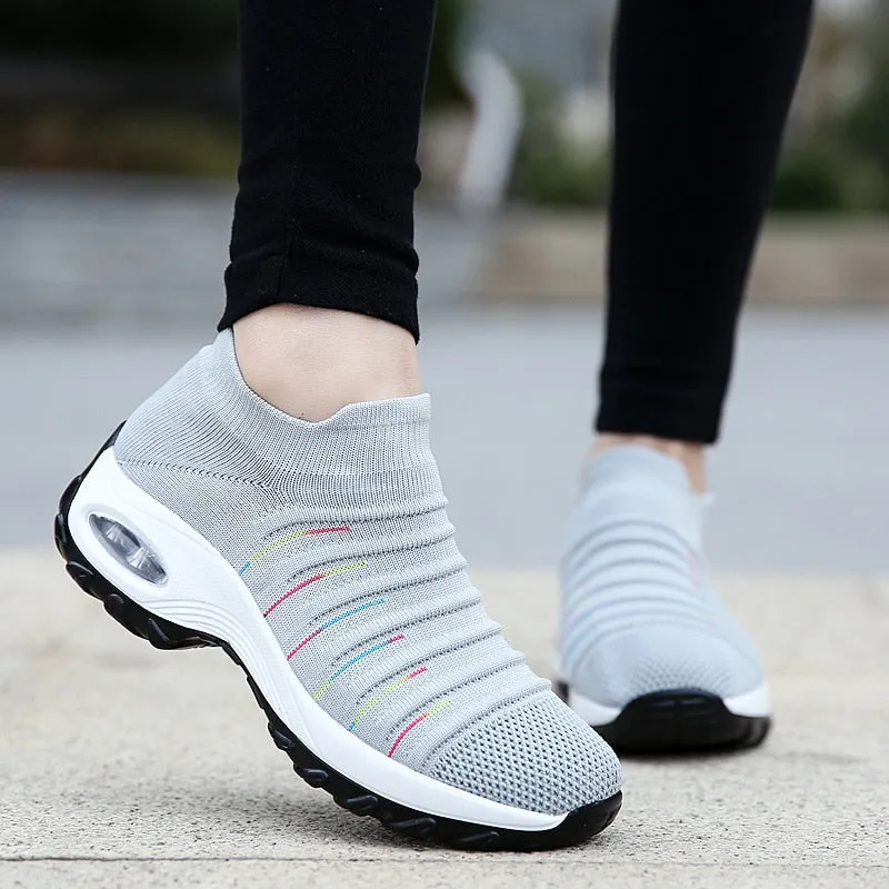 Women Thick Sole Air Cushion Sock Shoes