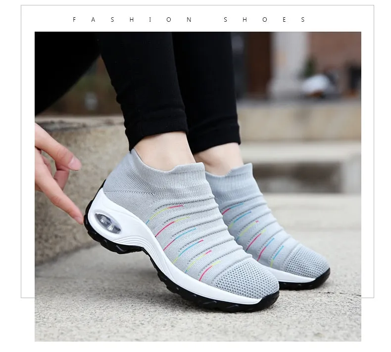 Women Thick Sole Air Cushion Sock Shoes