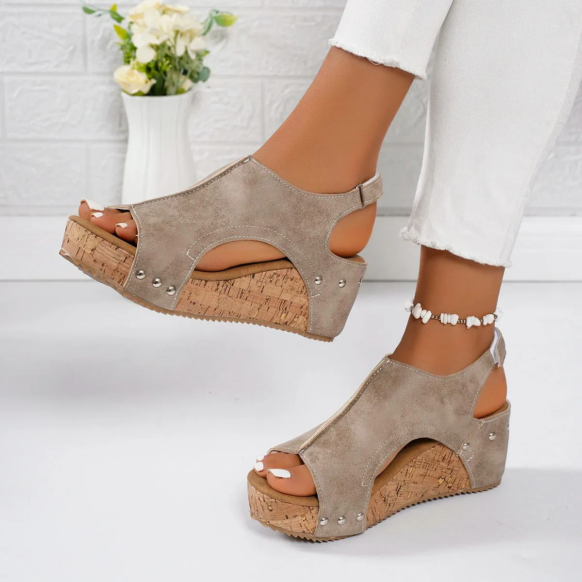 Women Wedges Sandals 2024 Summer New Clogs Fashion Shoes for Women Comfortable Cross Buckle Shallow Platform Sandals for Women