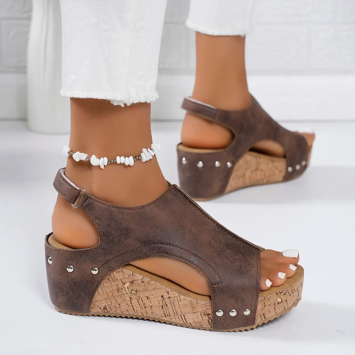 Women Wedges Sandals 2024 Summer New Clogs Fashion Shoes for Women Comfortable Cross Buckle Shallow Platform Sandals for Women