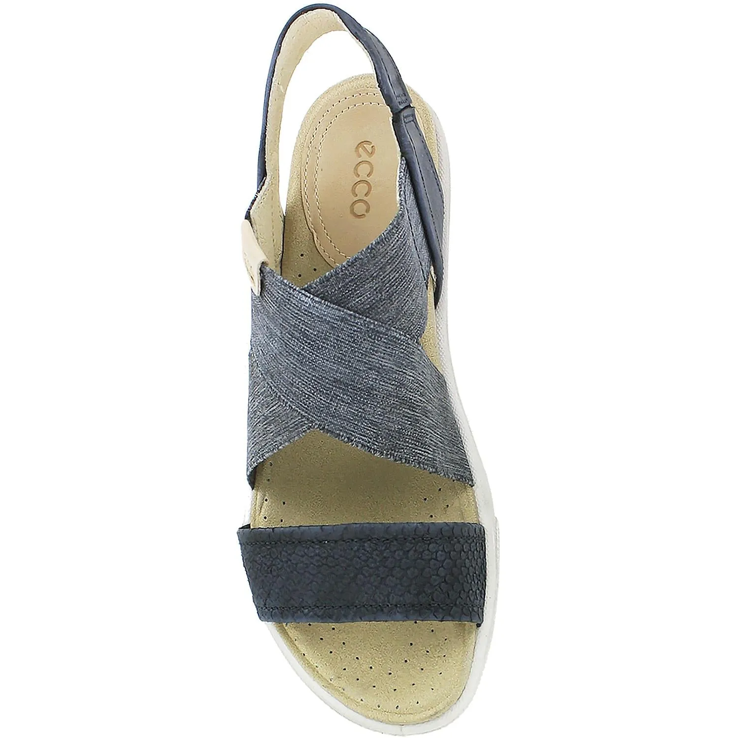Women's Ecco Damara 2 Strap Black/Powder Leather/Elastic