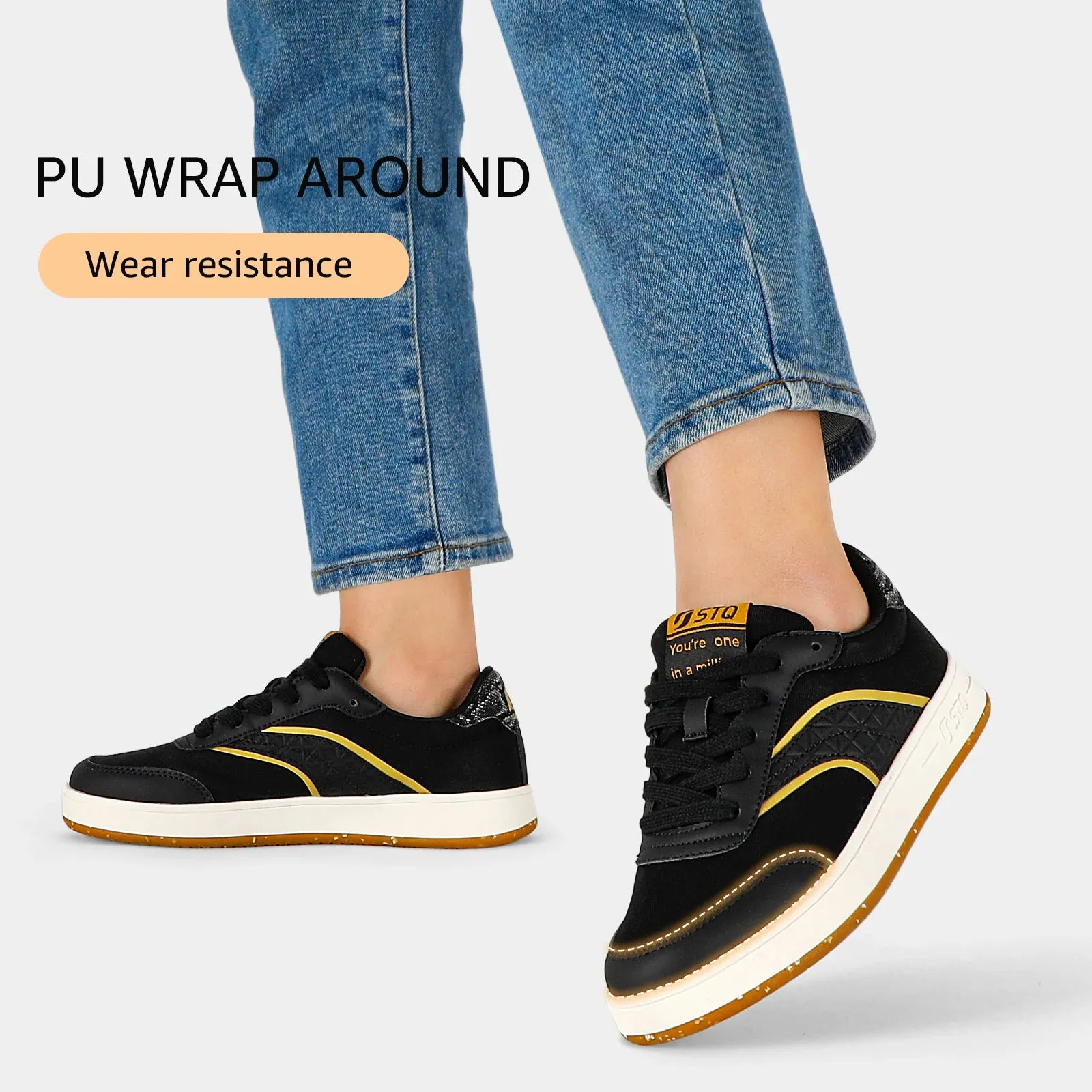 Women's Skate Shoes Lace Up Fashion Walking Sneakers Non Slip Comfortable Canvas Shoes