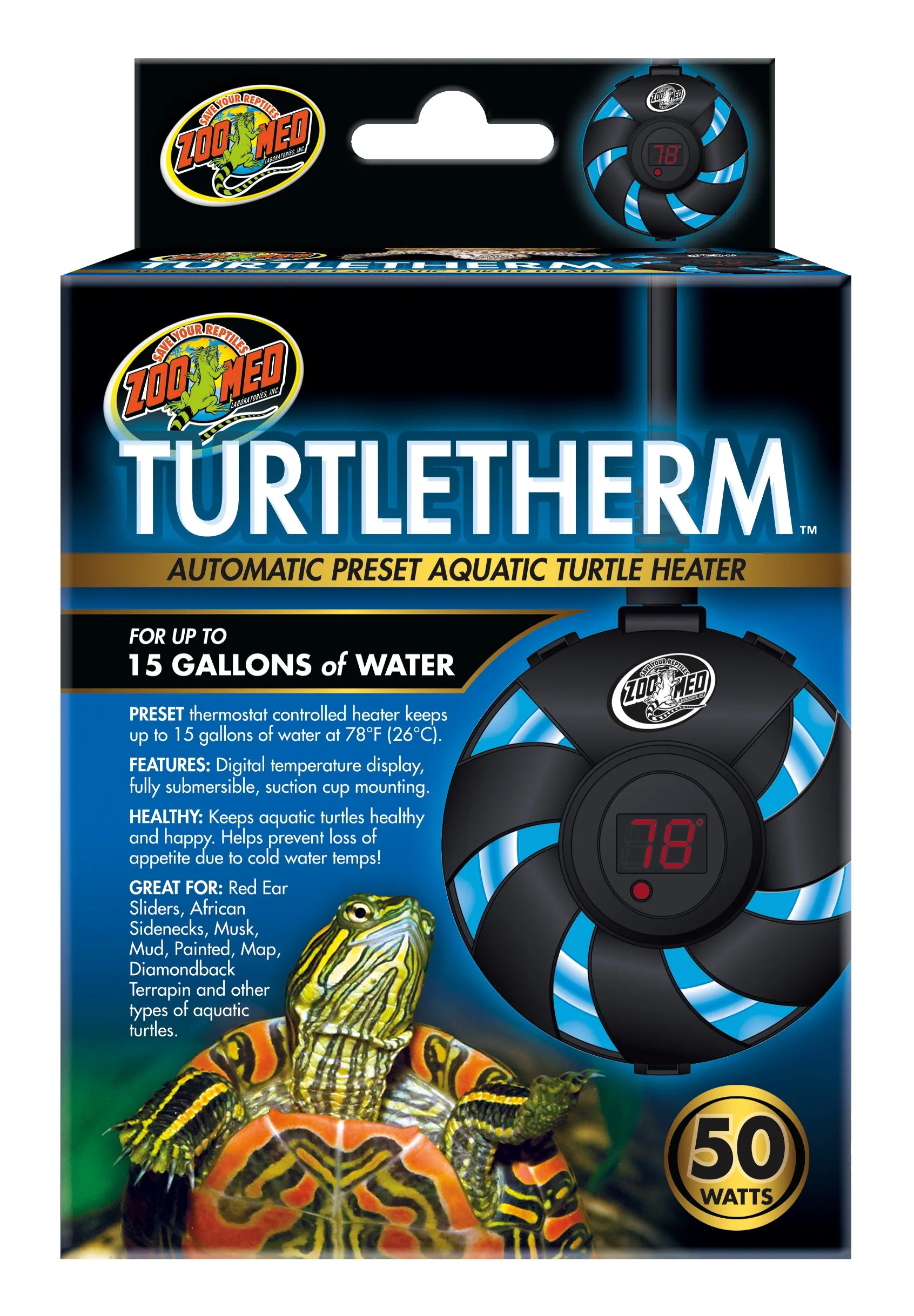 Zoo Med TurtleTherm Automatic Preset Aquatic Turtle Heater